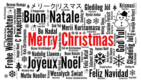 Feliz Navidad Diferentes Idiomas Palabra Nube — Foto de Stock