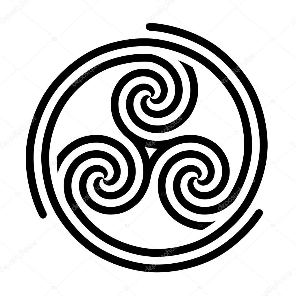 Triskelion symbol icon with a white background