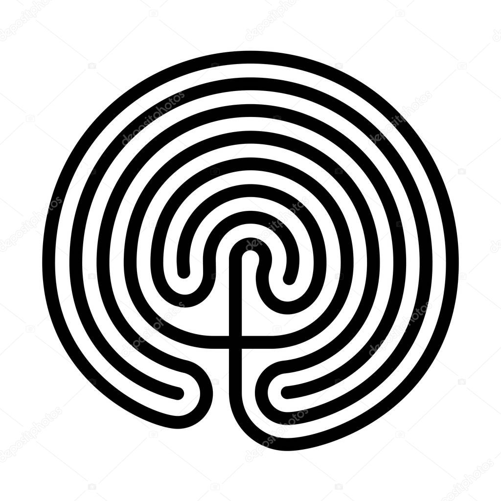 Cretan labyrinth symbol with a white background