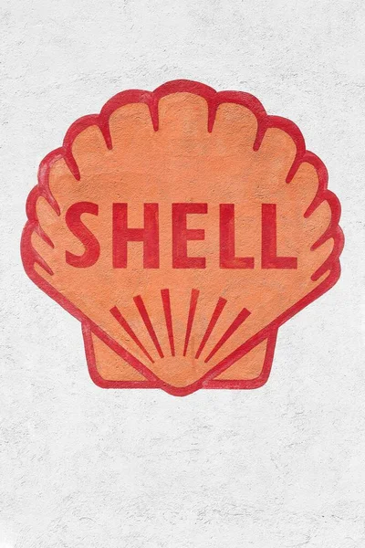 Rochepot Frankreich Juli 2020 Das Alte Shell Logo Einer Tankstelle — Stockfoto