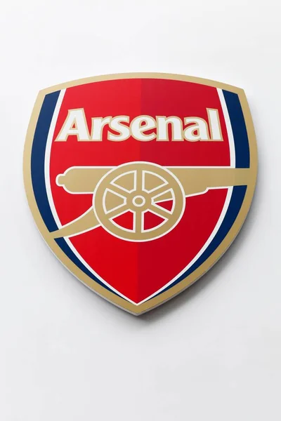 London Storbritannien September 2019 Arsenal Football Club Logo Vägg Arsenal — Stockfoto