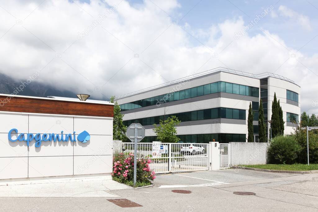 Montbonnot, France - June 15, 2019: Capgemini office building. Capgemini is a French multinational professional services and business consulting corporation headquartered in Paris, France