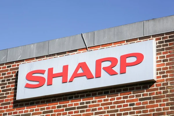 Ega Denmark May 2019 Sharp Logo Facade Sharp Japanese Multinational — Stock Photo, Image