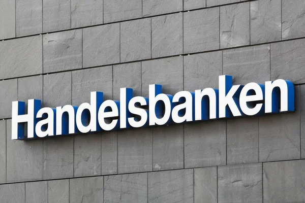 Орхус Дания Августа 2020 Года Логотип Handelsbanken Стене Handelsbanken Шведский — стоковое фото