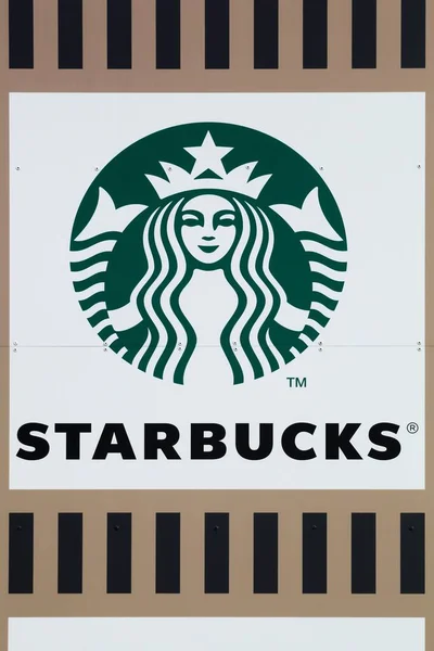 Macon Francia Junio 2019 Logotipo Starbucks Una Pared Starbucks Una — Foto de Stock