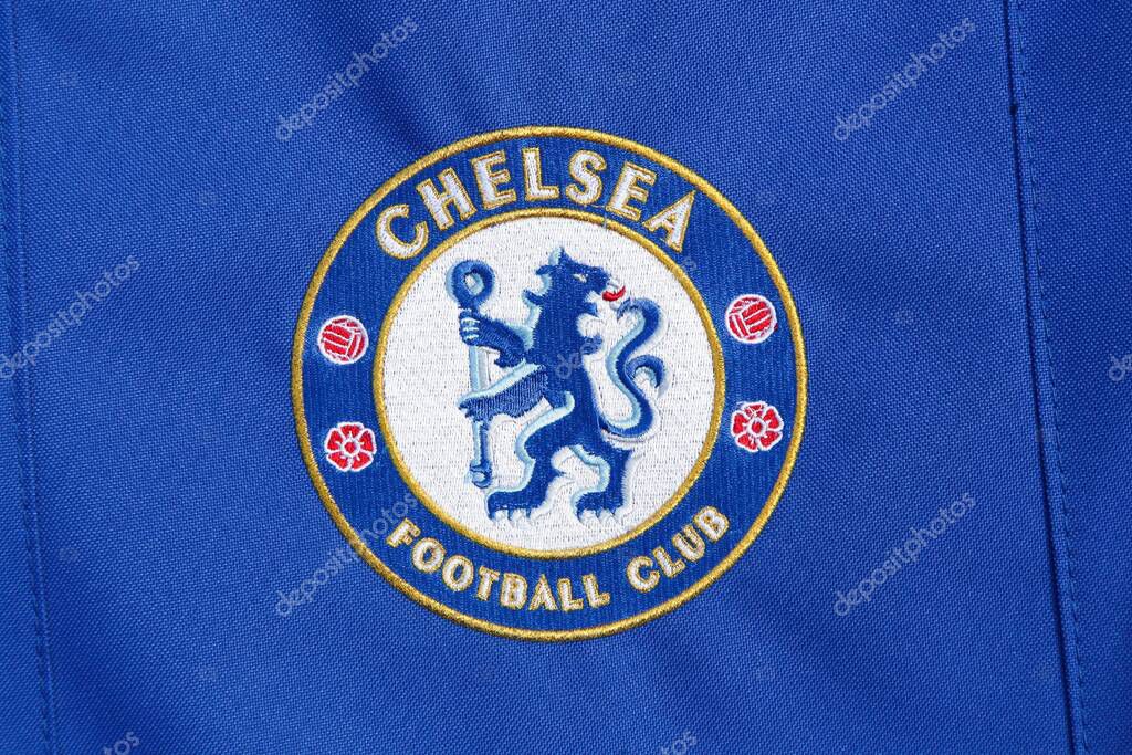 London, United Kingdom - February 1, 2018: Chelsea football club logo on a shirt. Chelsea Football Club is a professional football club in London, England