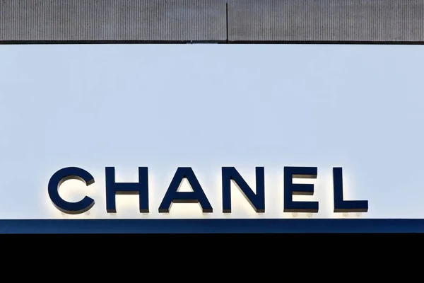 Copenhagen Denmark April 2019 Chanel Logo Wall Chanel French High — Stock Photo, Image