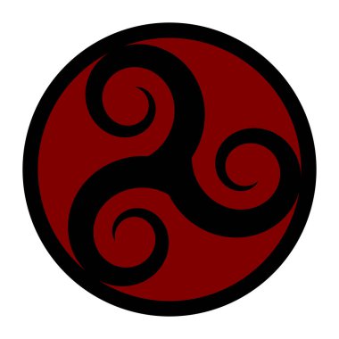 Kırmızı çemberdeki Triskelion sembolü simgesi