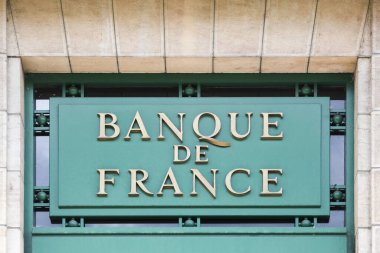 Vienne, Fransa - 7 Haziran 2020: Banque de France tabelası. Merkezi Paris 'te bulunan Bank de France, Fransa' nın merkez bankasıdır.