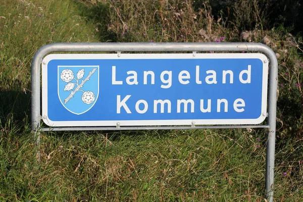 Langeland Municipality Road Sign Denmark — Stock Photo, Image