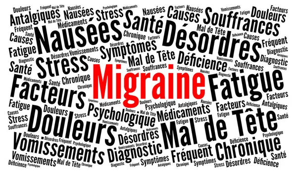 Migraine Word Cloud Concept French Language — стокове фото
