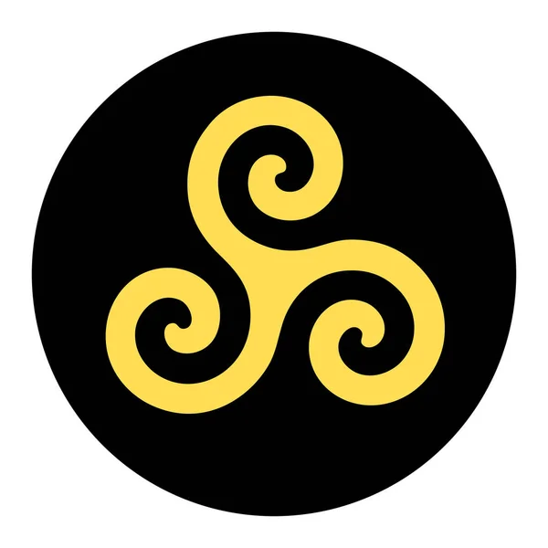 Icono Símbolo Triskelion Amarillo Círculo Negro — Foto de Stock