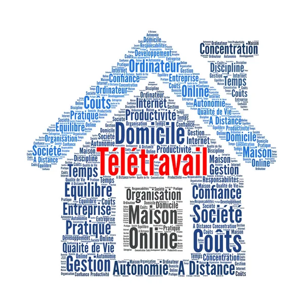 Telecommuting word cloud concept illustration in french language