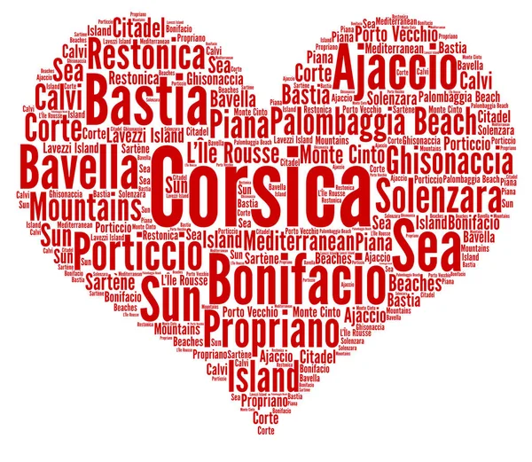 Miłość Korsyka Słowo Chmura Pojęcie — Zdjęcie stockowe