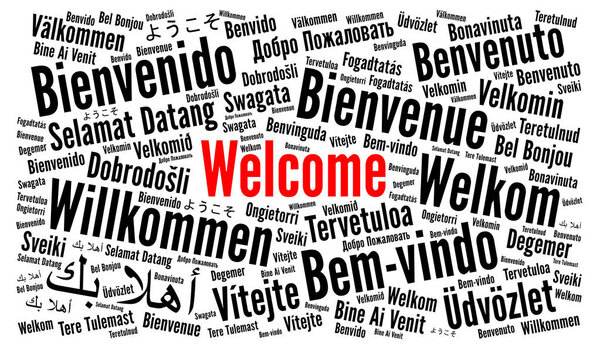 Welcome word cloud in different languages