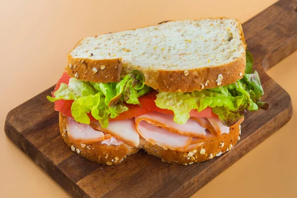 Sandwich Tomato Lettuce Smoked Turkey — Stock Photo, Image