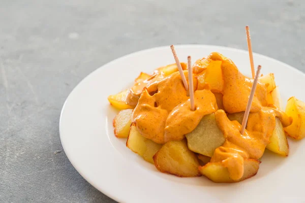 Patatas Bravas Tradicionales Papas Españolas Snack Tapas — Foto de Stock