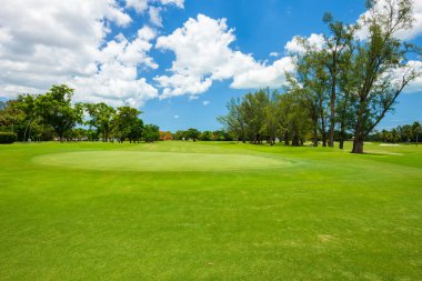 Güney Florida golf sahası manzara yeşil koyarak arkasından görüntülendi.