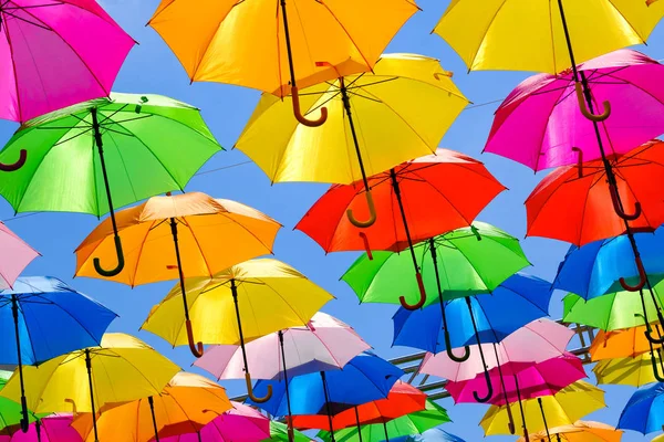 Красивая Демонстрация Красочных Зонтиков Открытой Площади Майами — стоковое фото