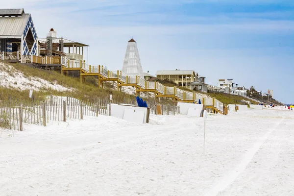 Hermosas Casas Playa Frente Mar Largo Costa Norte Florida Panhandle — Foto de Stock