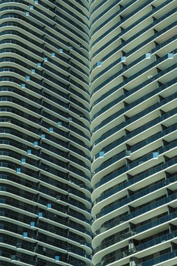 Miami, Florida - 1 Ekim 2018: Tamamlanan inşaatın Brickell Heights konut popüler şehir Brickell merkezinde binanın görünümü yakın.
