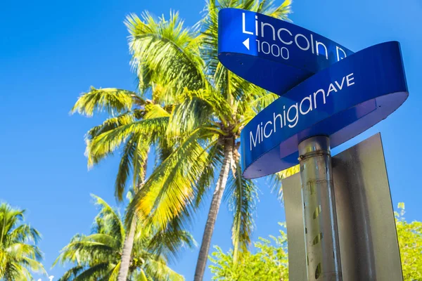 Miami Beach Vista Sinal Cityscape Longo Popular Lincoln Road Mall — Fotografia de Stock