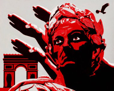 Tuval modern kavramsal sanat portre resim selamlamak için Roma İmparatoru Julius Caesar, yağlıboya.