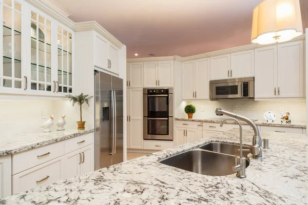 Beautiful Home Kitchen White Cabinets Stock Picture