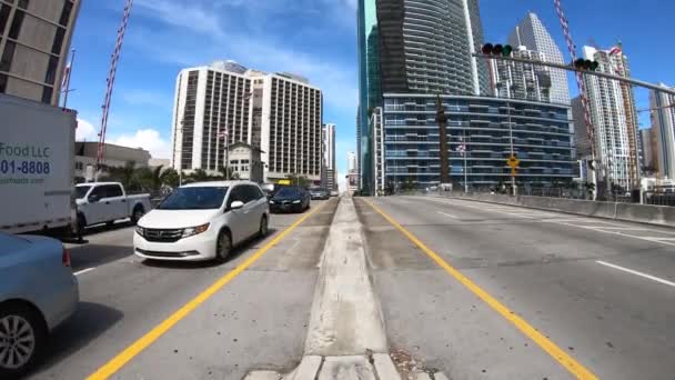 Miami Florida Febrero 2019 Motion Time Lapse Video Automobiles Peestrians — Vídeos de Stock