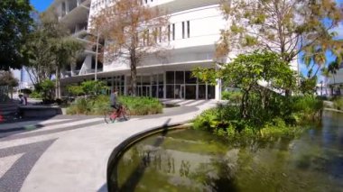 Miami Beach, Florida ABD - 19 Şubat 2019: Hareket zaman popüler açık Lincoln Road alışveriş merkezi perakende satış mağazaları ve restoranları ile video lapse.