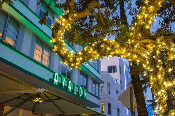 Noite Art Deco de Miami Beach — Fotografia de Stock