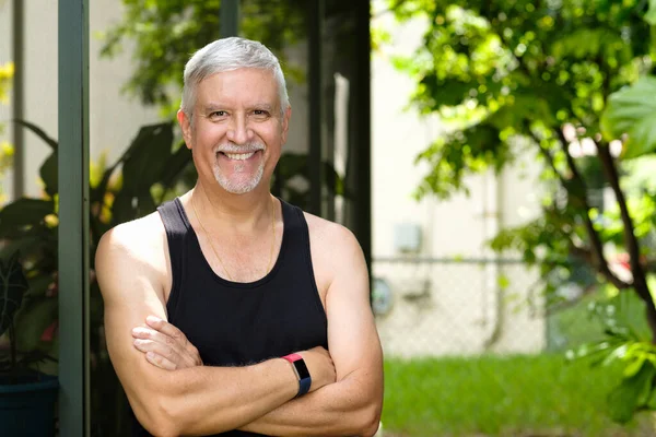 Bel Homme Âge Moyen Portrait Plein Air — Photo