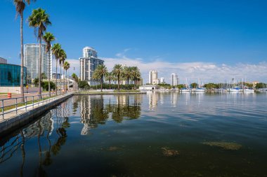 St. Petersburg, Florida USA - September 27, 2019: The popular Albert Whitted Park on Bayshore Drive along the waterfront in the downtown district. clipart