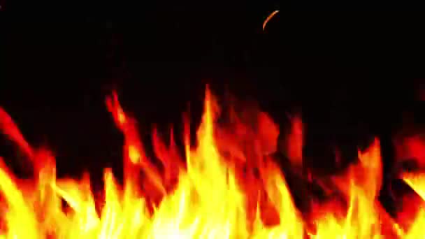 Fiamme di fuoco su sfondo nero. — Video Stock