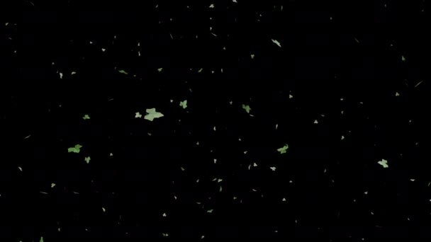 Gröna blad faller på marken med grön skärm bakgrund. — Stockvideo