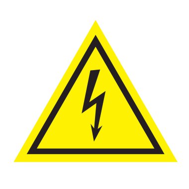 Tehlike uyarı işareti. Elektrik. Kullanabilmeniz için bir afiş, el ilanı, etiket, Web sitesi için.