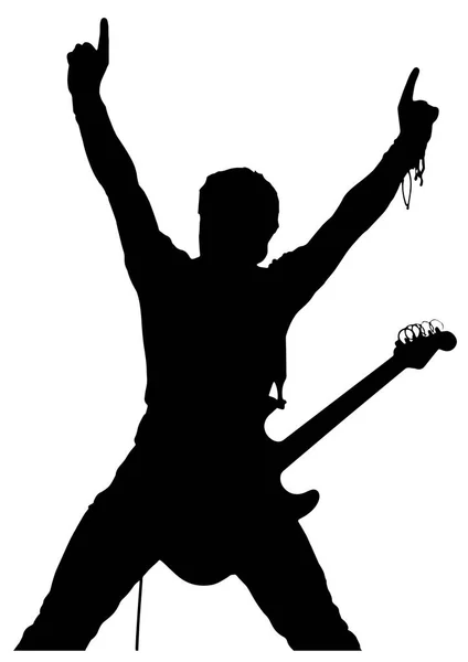 Vektör çizim. Elektro gitar adamla silüeti.