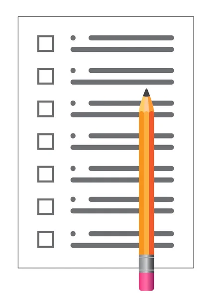 Vector Afbeelding Papier Met Een Potlood Voor Tests Onderzoeken — Stockvector