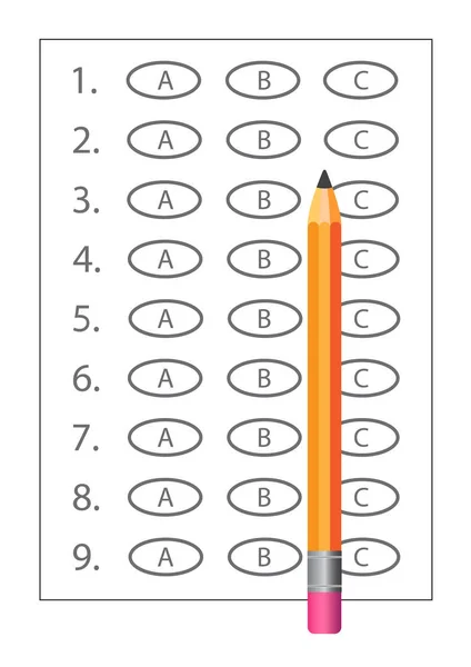 Vektör görüntü. Kağıt bir kalem ile. Testler, sınavlar için.