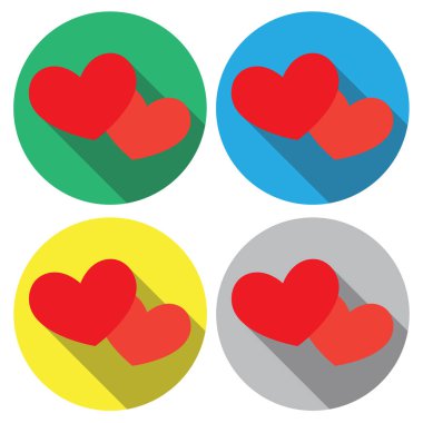 Vektör simgeler. Kalp simgesi. Aşk, dikkat. Düz bir tasarımda rozet. Web kavramı ve mobil cihazlar için.