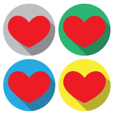 Vektör simgeler. Kalp simgesi. Aşk, dikkat. Düz bir tasarımda rozet. Web kavramı ve mobil cihazlar için.