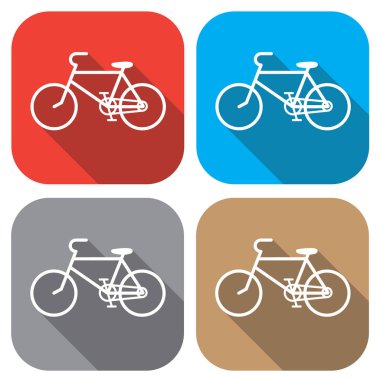Vektör simgeler. Bir rozet bir bisiklet olduğunu. Düz bir tasarımda rozet. Web kavramı ve mobil cihazlar için.