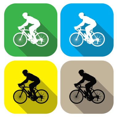 Vektör simgeler. Bir bisikletçi simgesi. Düz bir tasarımda rozet. Web kavramı ve mobil cihazlar için.