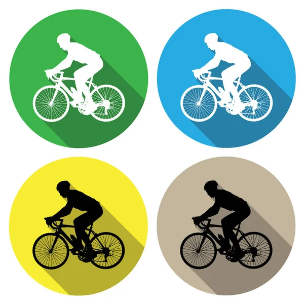 Vektör simgeler. Bir bisikletçi simgesi. Düz bir tasarımda rozet. Web kavramı ve mobil cihazlar için.