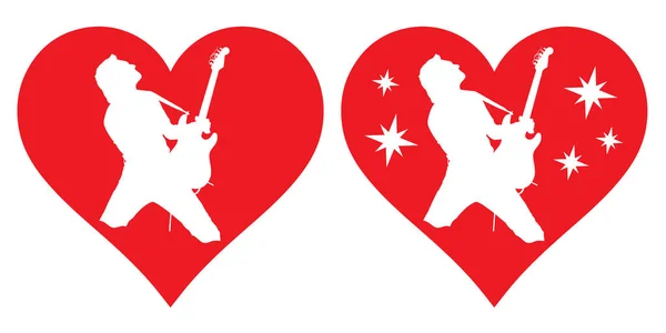 Vector Image Heart Guitarist Love Play Guitar Can Used Stickers — Stock Vector