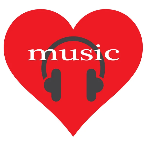 Imagen Vectorial Corazón Auriculares Gusta Escuchar Música Puede Ser Utilizado — Vector de stock