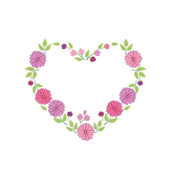Heart of hand drawn flowers. — Stock Vector