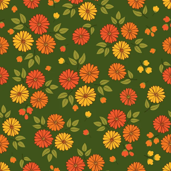 Patrón sin costura floral con flores de verano dibujadas a mano — Archivo Imágenes Vectoriales