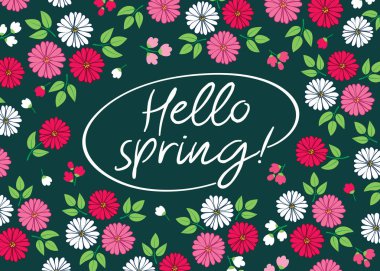 Merhaba bahar. Çiçek çelenk kümesi.