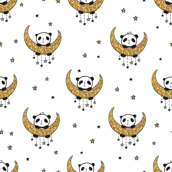 Patrón sin costuras con pandas lindos — Vector de stock